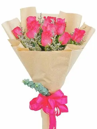 12 pcs pink roses