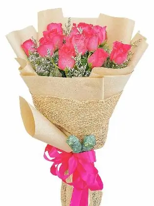 12 pcs pink roses