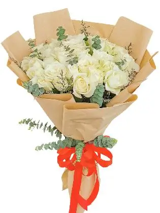 99 pcs white roses, Kraft